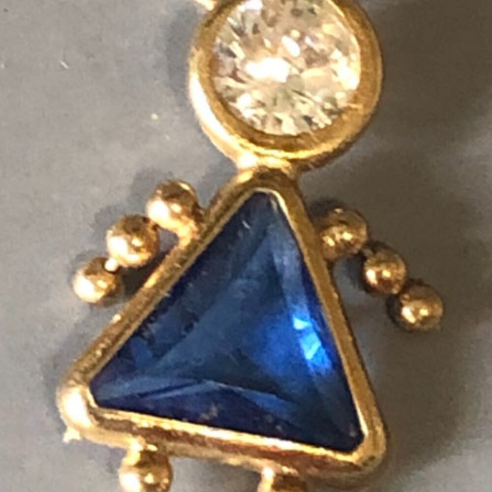 Gold and Blue Triangle Charm Bracelet